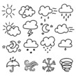 Hand drawn weather forecast icons set