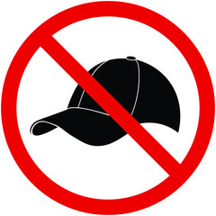 No cap or no hat prohibition sign icon vector illustration.