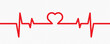 Heartbeat illustration. Cardiogram, heart shape, ecg pulse in vector flat