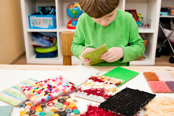 Cards of different textures. Sensory device for infants or children with disabilities. occupational therapy, autism, special needs