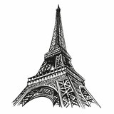 Fototapeta Londyn - Eiffel Tower sketch drawing. Paris,France vector illustration 