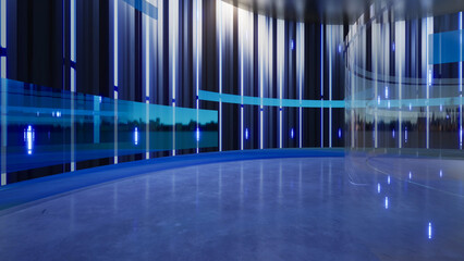 Wall Mural - 3D Virtual News Studio Background. 3d rendering