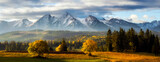 Beautiful autumn landscape of Tatry mountains - panorama