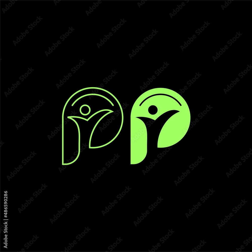 logo letter p people abstract , Letter p people logo Vector Image Stock ...