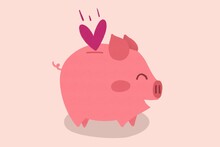 Piggy Bank Rich In Love Illustration