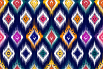 Wall Mural - Geometric ethnic seamless pattern design. Aztec fabric carpet mandala ornament boho native chevron textile decoration wallpaper. Tribal turkey African Indian traditional vector background 