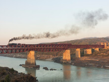 Attock Bridge Over Indus River And A Steam Train.