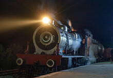 Steam Locomotive At Night