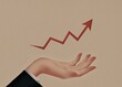 © Valeriya Simantovskaya/Stocksy - A businessman's hand holds a red arrow up
