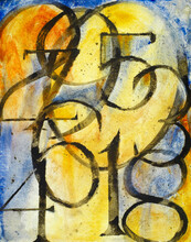 An Abstract Painting Constructed From  Numbers 0 To 9. 