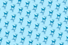 Seamless Pattern Of Deer Silhouettes