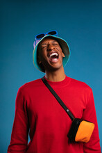 Expressive Black Guy Laughing In Studio
