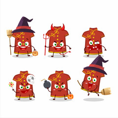 Wall Mural - Halloween expression emoticons with cartoon character of red clothing kids chinese woman