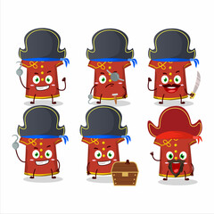 Canvas Print - Cartoon character of red clothing kids chinese woman with various pirates emoticons