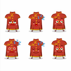 Poster - Cartoon character of red clothing kids chinese woman with sleepy expression