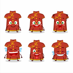 Canvas Print - Cartoon character of red clothing kids chinese woman with smile expression