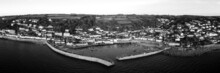 Mousehole Fishing Village Harbour Aerial Black And White