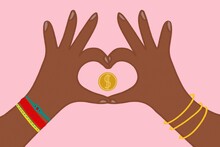 Heart Shaped Hands With Money Coin
