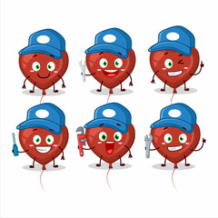 Wall Mural - mechanic red love balloon cute mascot character with pliers