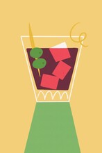 Red Vermouth In A Glass Illustration