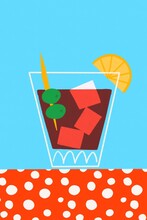 Vermouth In A Glass On Table Illustration