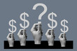 © Evgeniy Shvets/Stocksy - Hands Holding Dollar Signs And Question Mark