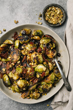 Bacon Cranberry Brussels Sprouts Overhead
