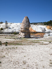 Wall Mural - Liberty Cap at Mammoth Hot Springs in summer, Yellowstone National Park Wyoming hot springs.