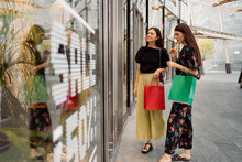 Women during shopping in town