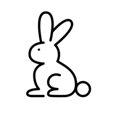 Cute sitting rabbit with long ears. Pixel perfect, editable stroke icon