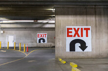 Exit Sign In Parking Garage 