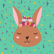 Easter Rabbit With Easter Eggs Illustration