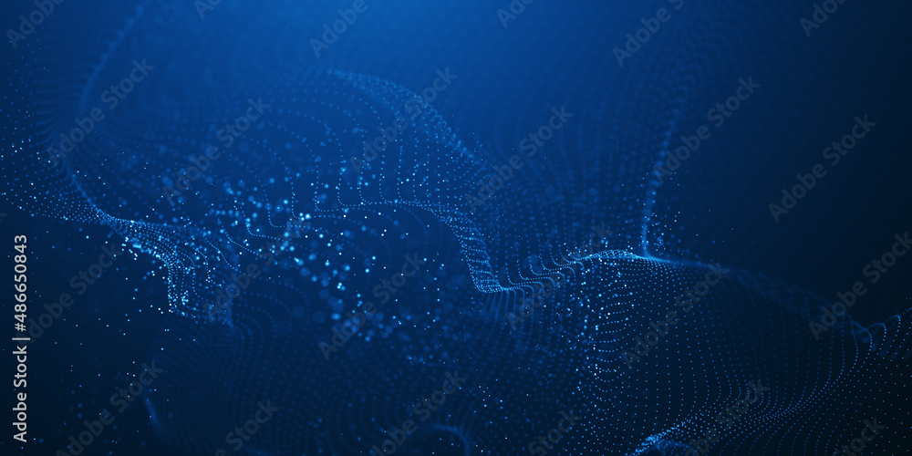 abstract beautiful wave technology background with blue light effect ...