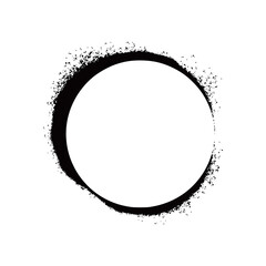 Poster - Stencil spray paint circle frame. Grunge graffiti style black frame. Isolated vector illustration with drop paint border. Stencil spray effect.