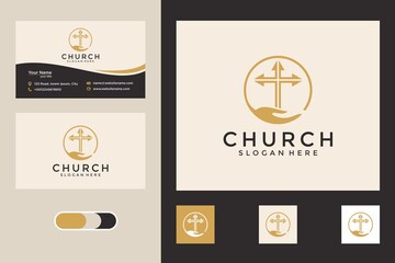 church with hand logo design