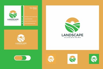 Sticker - landscape with sun logo design