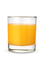 Glass Of Orange Juice Isolated On White.
