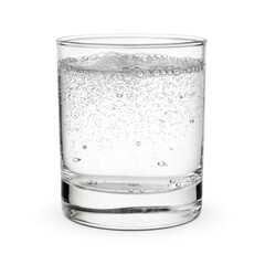 Glass of sparkling water isolated white.