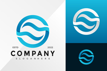 S Wave Circular Logo Design Vector illustration template