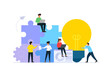 © nazarkru - Teamwork. Team building and business partnership concepts. People connecting pieces of puzzles. Vector illustration of business metaphor.