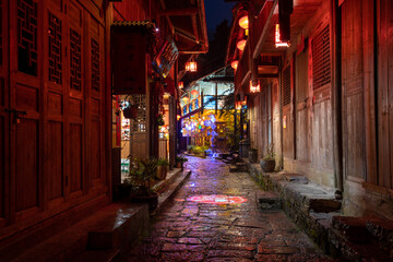 Wall Mural - Night view of gongtan ancient town in Youyang, Chongqing, China