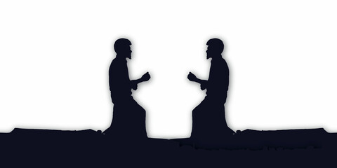 Vector silhouette of a man on a white background. Vector silhouette of couple on white background.
international friendship day. Vector silhouette of Two men arm wrestling