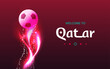 Abstract game trophy, award banner, welcome to Qatar