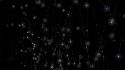 
Abstract landscape of glowing stars in outer space. Satellite imagery. 3D. 4K. Isolated black background.