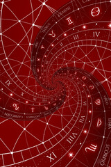 astrological background with zodiac signs and symbol.
