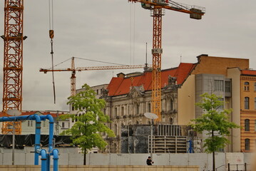 construction site on the background of an old building