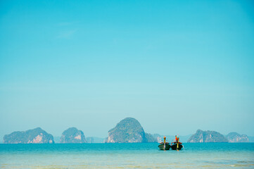 Traditional long tail boat at koh Hong island. Krabi, Thailand