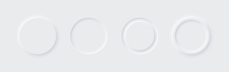 Neumorphic circle set. Different 3d shapes. Web elements. 3d design