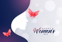 Lovely Womens Day Greeting With Flying Butterfly
