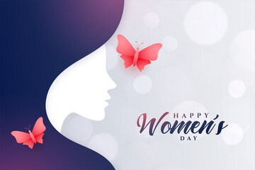 lovely womens day greeting with flying butterfly